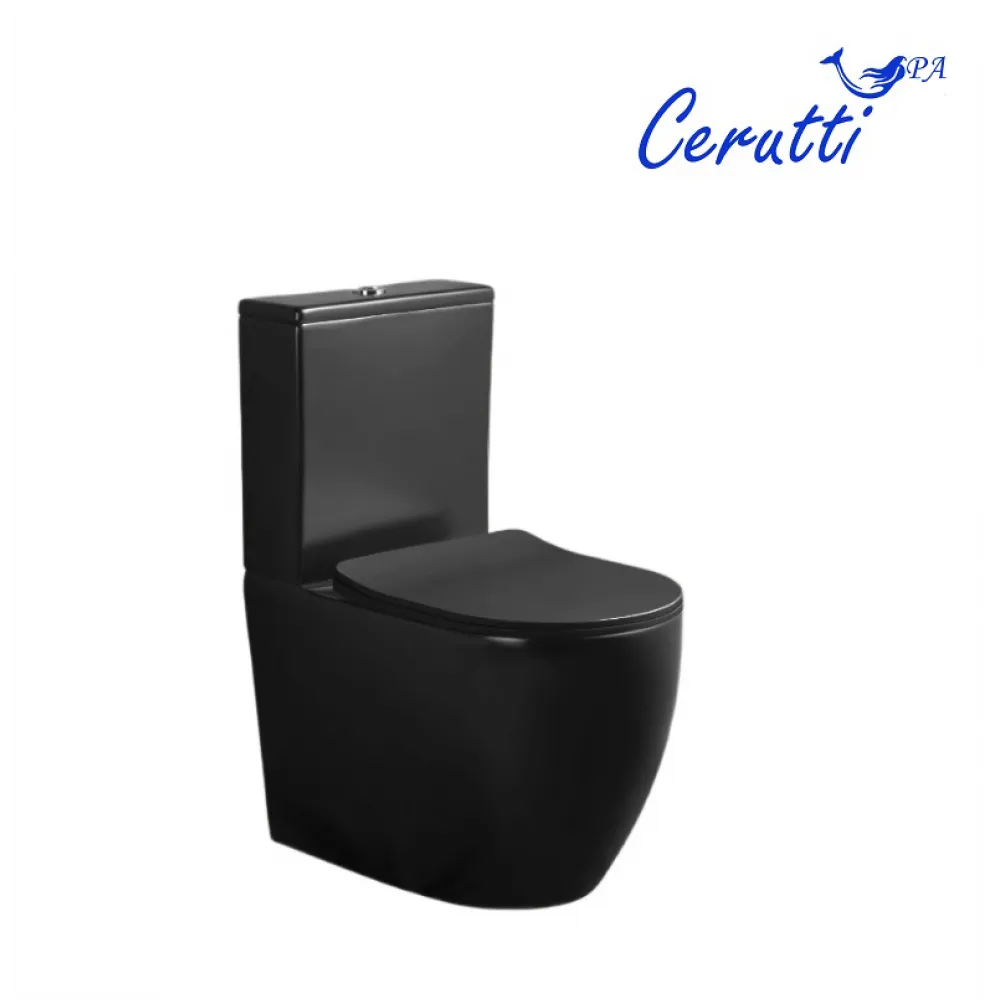Унитаз ORLTER MB напольный, безободковый, черный матовый Ceruttispa CT9866 (605х370х800)