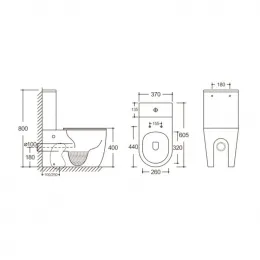 Унитаз ORLTER MB напольный, безободковый, черный матовый Ceruttispa CT9866 (605х370х800)