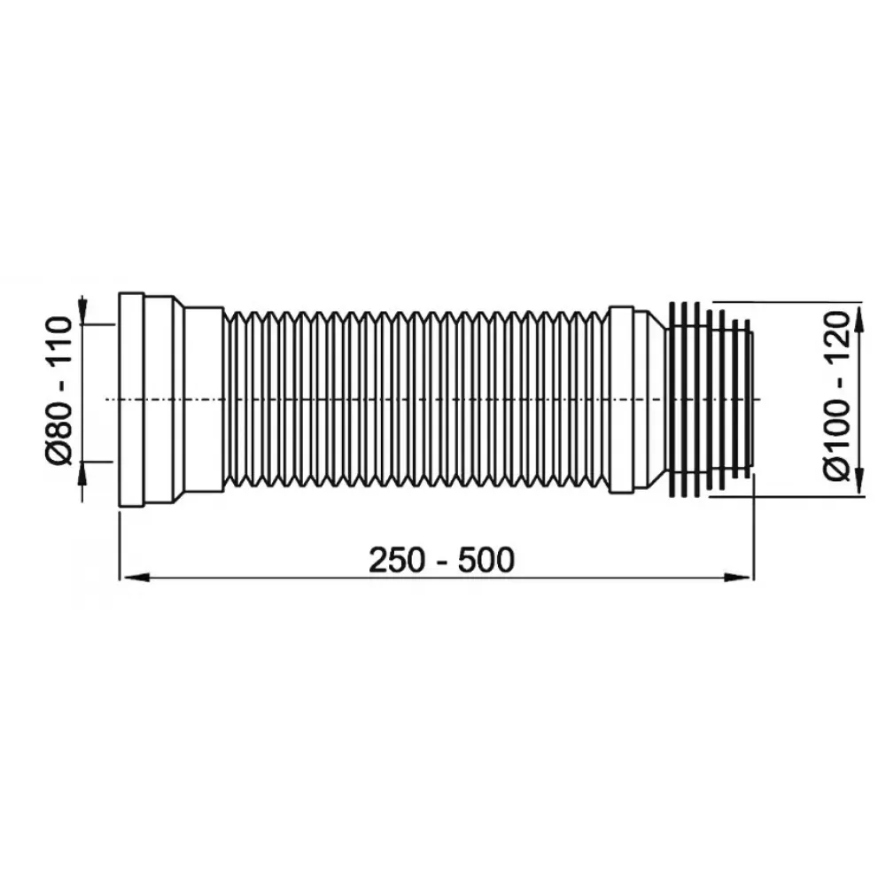 Гофра для унитаза L250-500 мм, D110 мм Ceruttispa