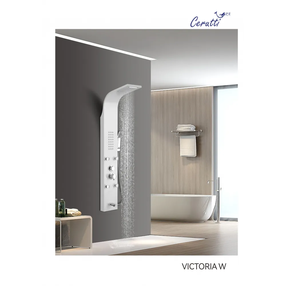 Панель VICTORIA W душевая из нержавеющей стали с форсунками Ceruttispa CT9979, цвет белый