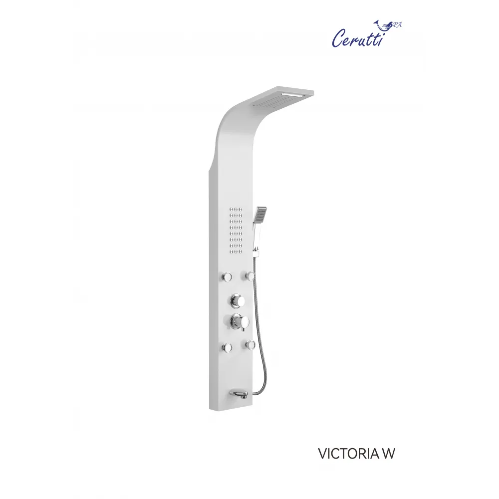 Панель VICTORIA W душевая из нержавеющей стали с форсунками Ceruttispa CT9979, цвет белый