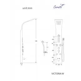 Панель душевая из нержавеющей стали, с форсунками Ceruttispa CT9979, белый, VICTORIA W