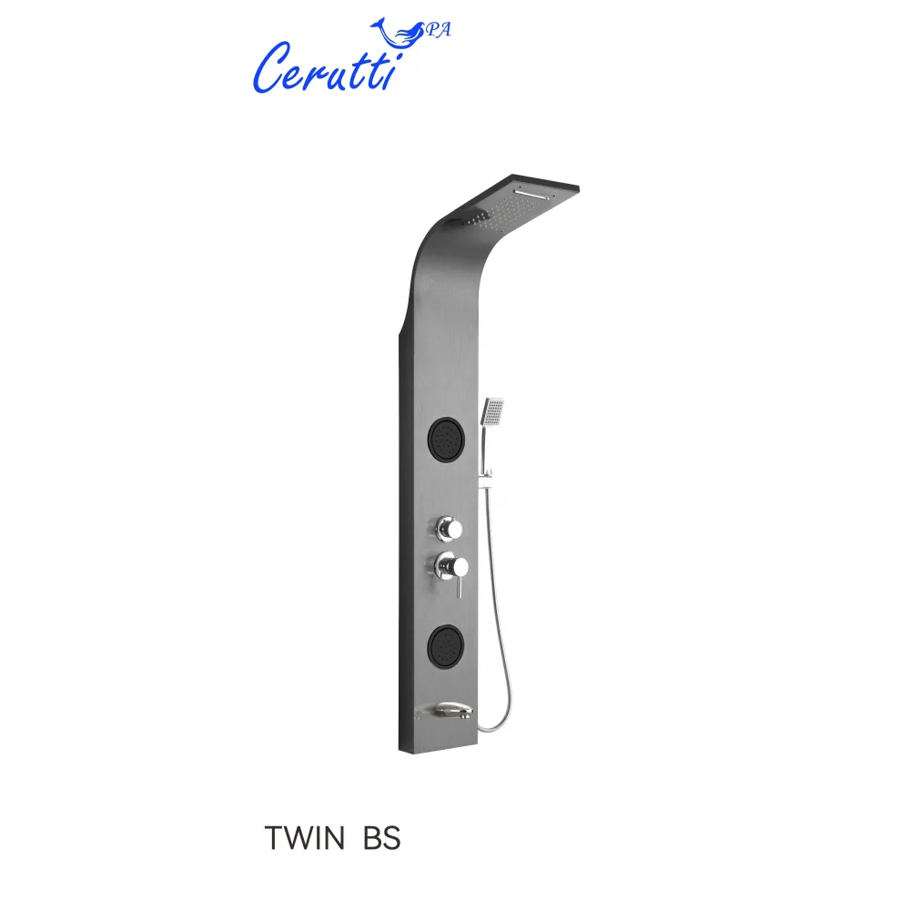 Панель TWIN BS душевая из нержавеющей стали с форсунками Ceruttispa CT9986, цвет хром