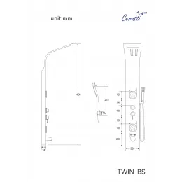 Панель душевая из нержавеющей стали, с форсунками Ceruttispa CT9986, хром, TWIN BS