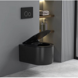 Унитаз подвесной Ceruttispa ТАНАРО (TANARO) Aria MB CT9238 безободковый (490х365х355) черный матовый, ТЕРМООБЖИГ (не плёнка)