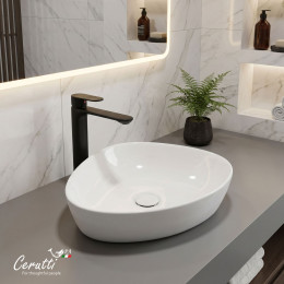 Раковина накладная Ceruttispa CR0021C (500х400х160) белая, треугольная