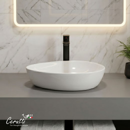 Раковина накладная Ceruttispa CR0021C (500х400х160) белая, треугольная