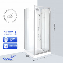 Душевая кабина Ceruttispa БЕЛЛА (BELLA) 90F (90x90x215-225)