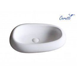 Раковина накладная Ceruttispa, CR7041B (600х400х150) белая, асимметричная