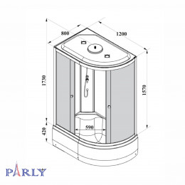 Душевая кабина PARLY EC1221L (120х80х215)