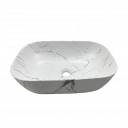 Раковина CR8215MMW накладная, мрамор матовый белый, прямоугольная 455х320х135 Ceruttispa