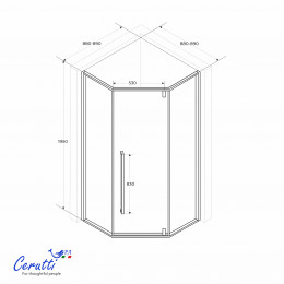 Душевое ограждение Ceruttispa C3AWF R (90x90x195)