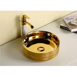 Раковина накладная Ceruttispa CR7044AS (360х360х120) золото, круглая