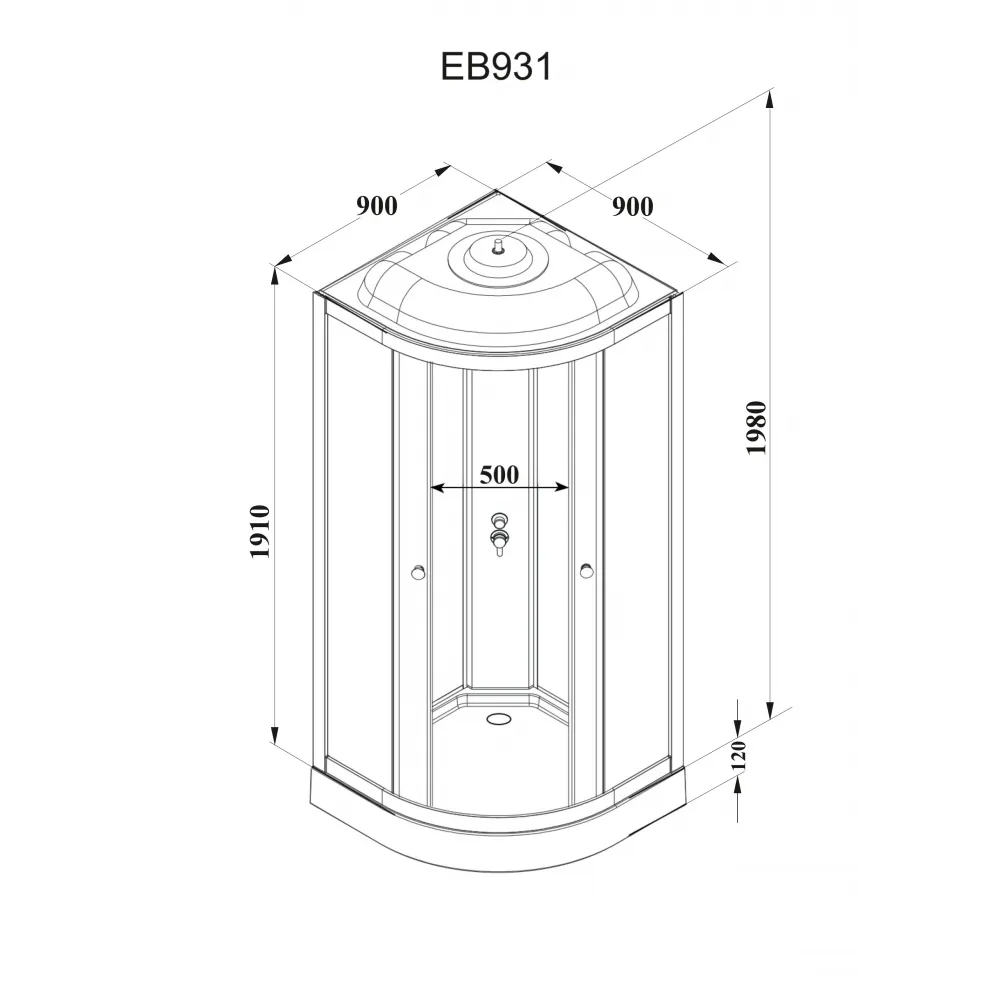 Кабина EB931 душевая PARLY (90х90х210)