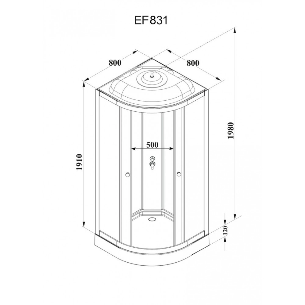 Кабина EF831 душевая PARLY (80х80х210)
