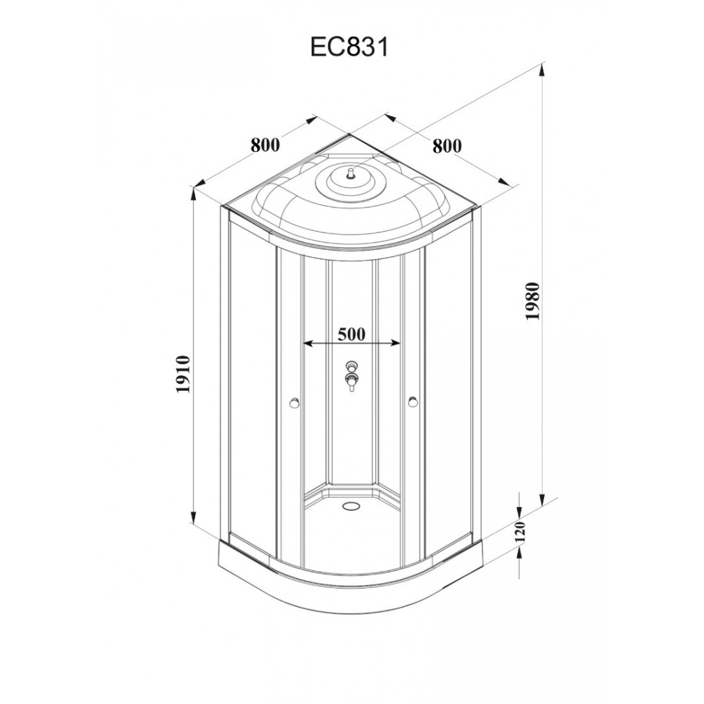 Кабина EC831 душевая PARLY (80х80х210)