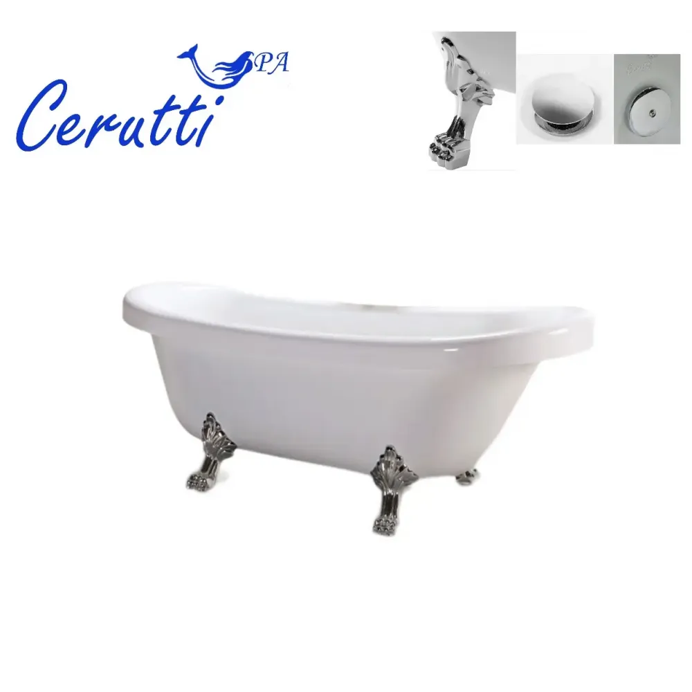 Ванна CLASSIC 150 акриловая отдельностоящая Ceruttispa (1570x770x740) на львиных алюминиевых хромированных лапах