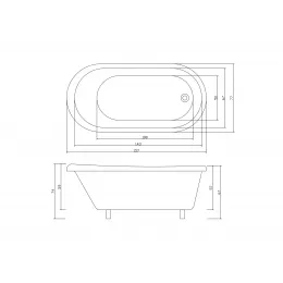 Ванна CLASSIC 150 акриловая отдельностоящая Ceruttispa (1570x770x740) на львиных алюминиевых хромированных лапах