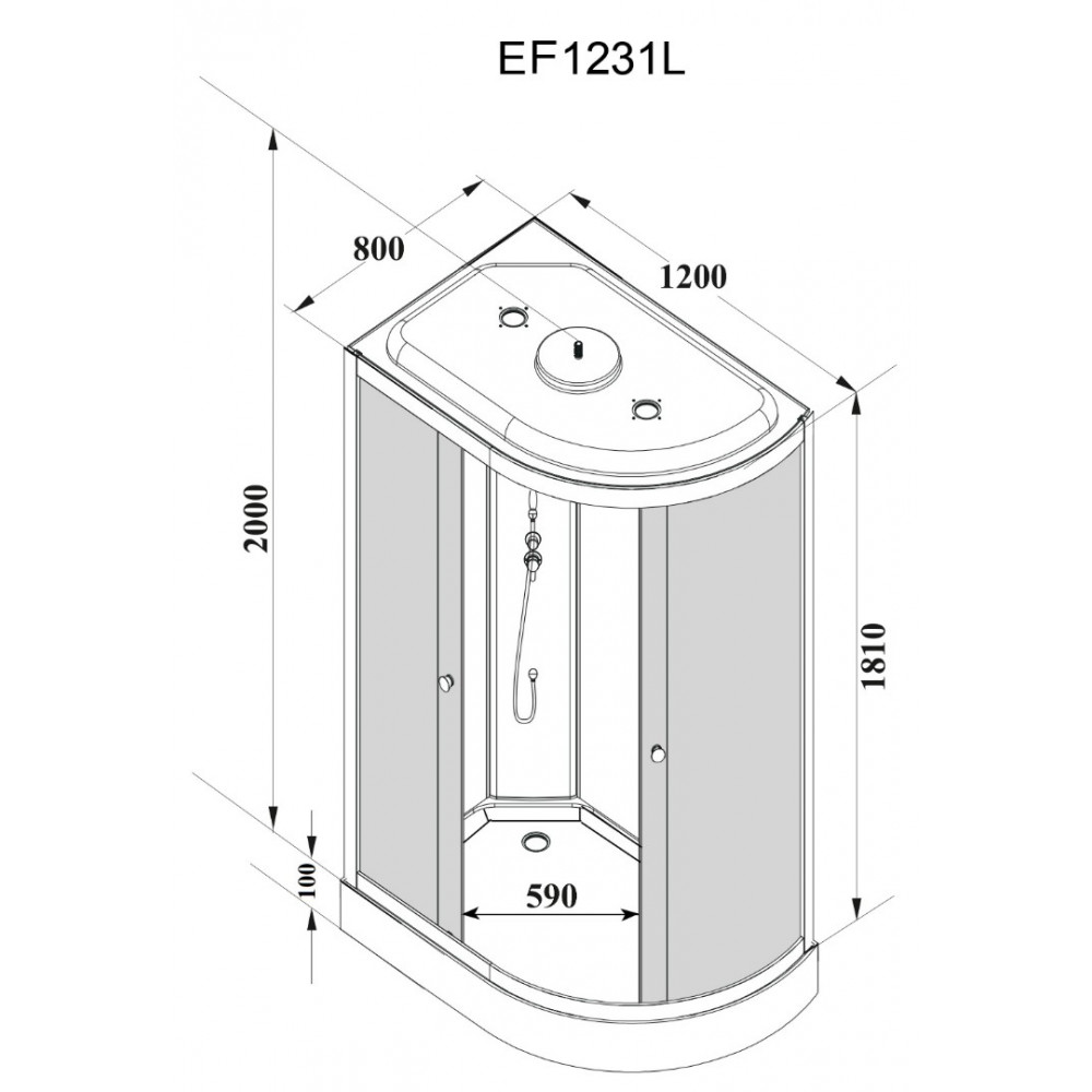 Кабина EF1231L душевая PARLY (120х80х210)