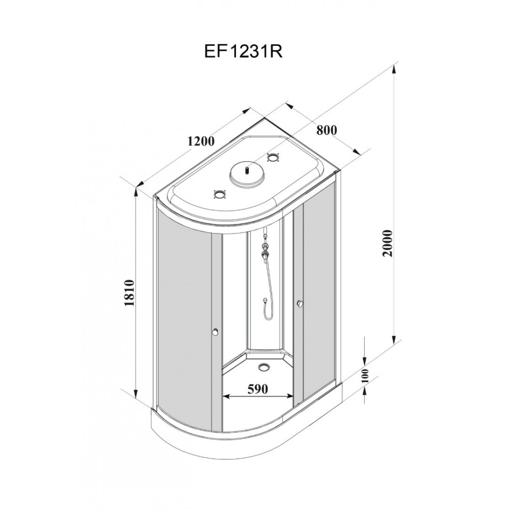 Кабина EF1231R душевая PARLY (120х80х210)
