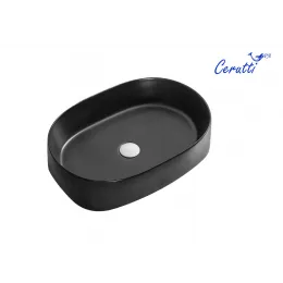 Раковина CR2691 накладная, черный матовый, овальная 560х390х140 Ceruttispa
