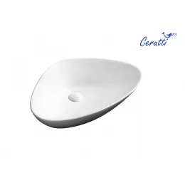 Раковина CR7025M накладная, белая, асимметричная 590х390х135 Ceruttispa