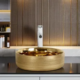 Раковина накладная Ceruttispa CR7044AS (360х360х120) золото, круглая