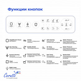Унитаз напольный Ceruttispa КЬЯРА (CHIARA) Smart CT11167 с дистанционным управлением (680x400x470)