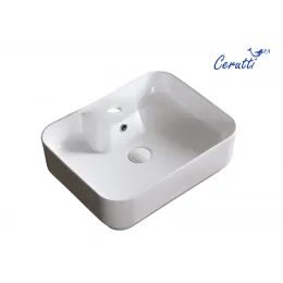 Раковина накладная Ceruttispa CR0097 (510х410х155) белая, прямоугольная, с отверстием под смеситель