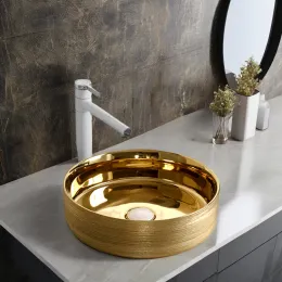 Раковина накладная Ceruttispa CR7044AS (360х360х120) золото, круглая