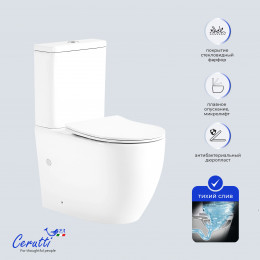 Унитаз напольный Ceruttispa ВИНС (VINCE) Tornado CT10373 безободковый (630х350х795)