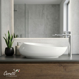 Раковина накладная Ceruttispa CR0058A (480х300х140) белая, смещенный овал