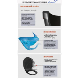 Унитаз подвесной Ceruttispa СЕЛЛА (SELLA) Aria MBF CT10016 безободковый (485х360х360) черный матовый