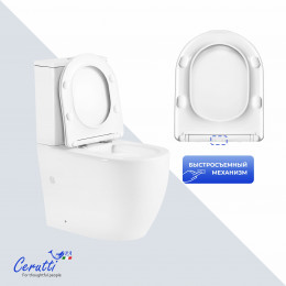 Унитаз напольный Ceruttispa ВИНС (VINCE) Tornado CT10373 безободковый (630х350х795)