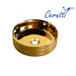 Раковина накладная Ceruttispa CR7044AS (360х360х120) золото, круглая