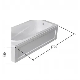 Экран фронтальный к акриловой ванне ORTIZ170 (1700x520) белый PARLY