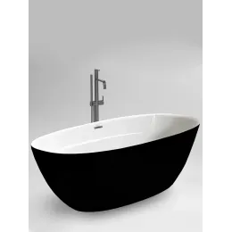 Ванна GRETA170GMB акриловая (1700x800x600) отдельностоящая, черная матовая снаружи, белая внутри со сливом-переливом Ceruttispa