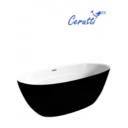 Ванна GRETA170GMB акриловая (1700x800x600) отдельностоящая, черная матовая снаружи, белая внутри со сливом-переливом Ceruttispa