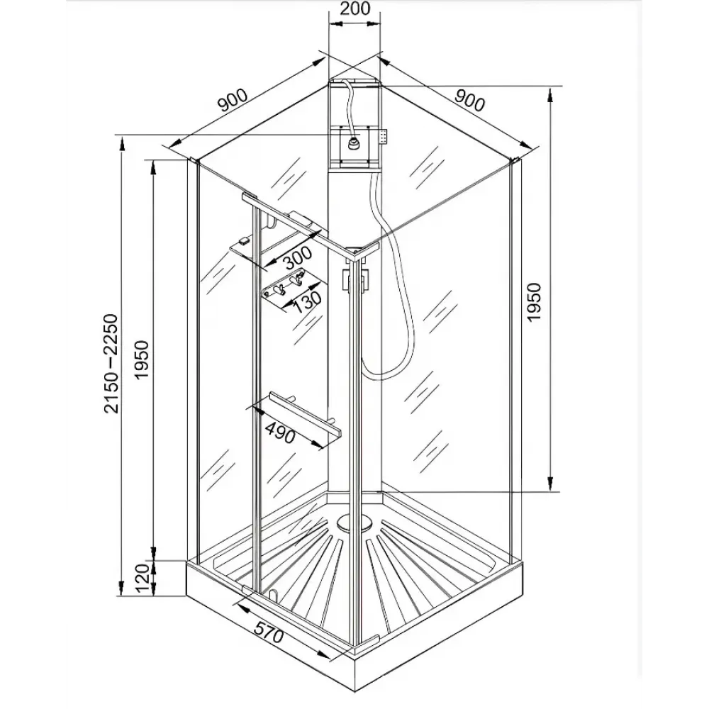 Кабина MiMi90B душевая Ceruttispa (90x90x215-225)