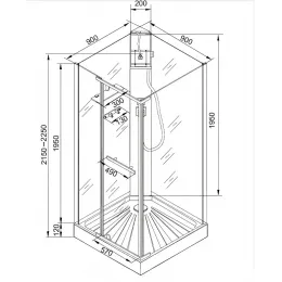 Кабина MiMi90B душевая Ceruttispa (90x90x215-225)