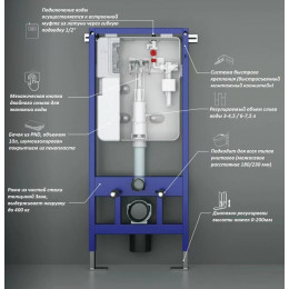 Инсталляция CR558 для подвесных унитазов Ceruttispa, с рамой повышенной коррозионной стойкости и монтажными трубами (код 9910)