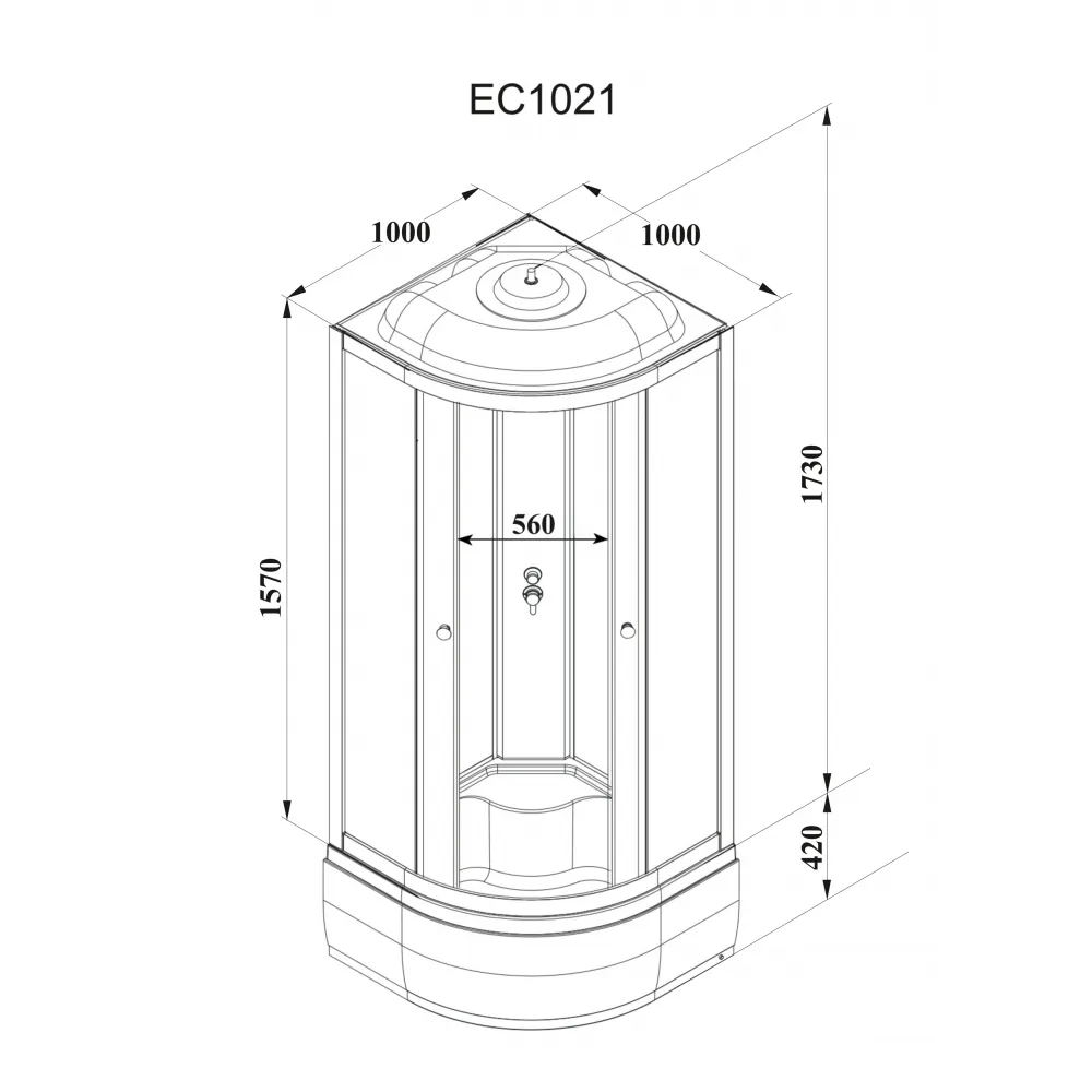 Кабина EC1021 душевая PARLY (100х100х215)