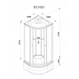 Кабина EC1021 душевая PARLY (100х100х215)