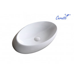 Раковина CR0058A накладная, белая, смещенный овал 480х300х140 Ceruttispa