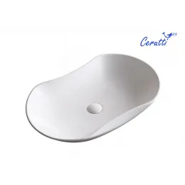 Раковина CR7031 накладная, белая, усеченный овал 670х415х125 Ceruttispa