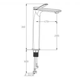Смеситель BERNINA B XL для раковины BOCH MANN BM9629 высокий, ЧЕРНЫЙ матовый