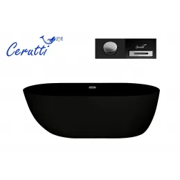 Ванна COMO MB акриловая (1700x750x560), отдельностоящая, черная матовая, со сливом-переливом Ceruttispa