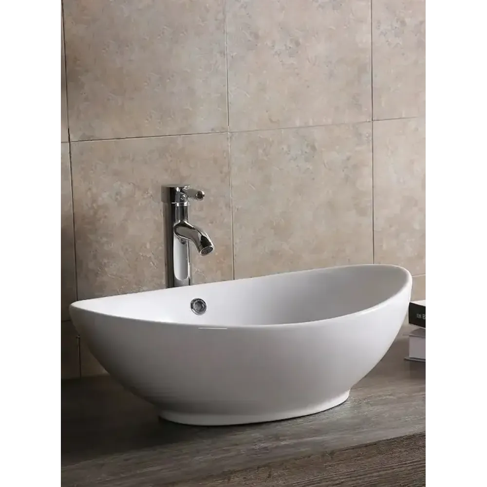 Раковина CR7027 накладная, белая, лодочка, с переливом 590х385х195 Ceruttispa