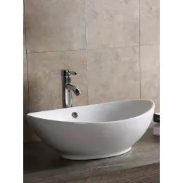 Раковина CR7027 накладная, белая, лодочка, с переливом 590х385х195 Ceruttispa