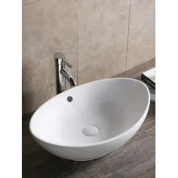 Раковина CR7027 накладная, белая, лодочка, с переливом 590х385х195 Ceruttispa